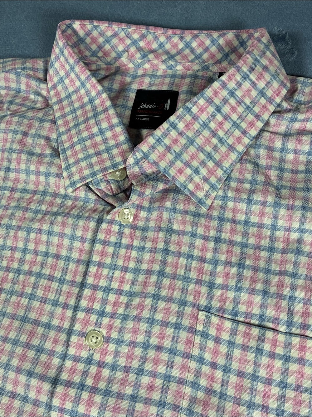 johnnie-O Pink and Blue Plaid Dress Shirt